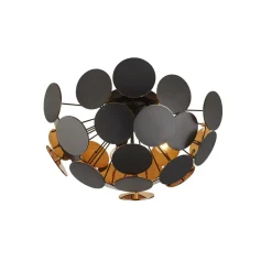 Searchlight Deckenleuchte Metall Schwarz Gold Ø 52 cm 3x E14 Modern< Deckenleuchten|Flurlampen