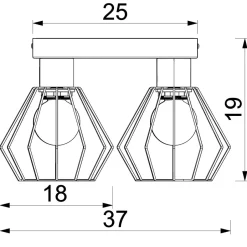 Luminex Deckenleuchte Metall Schwarz E27 4-flammig quadratisch< Deckenleuchten|Flurlampen
