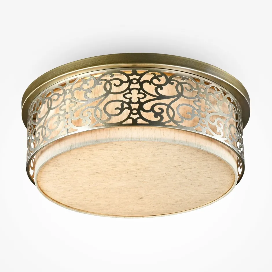 Maytoni Deckenleuchte Metall Stoff D: 50 cm rund E27 Klassisch< Deckenleuchten|Flurlampen