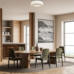 Stofflampen|Schlafzimmer Lampen*Maytoni Deckenleuchte Metall Stoff D: 52 cm rund Weiß Schwarz