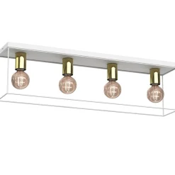 Deckenleuchten|Bürolampen*Luminex Deckenleuchte Metall Weiß Gold L:75 cm E27 Industrial