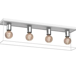 Luminex Deckenleuchte Metall Weiß Chrom L:75 cm E27 Industrial< Deckenleuchten|Flurlampen
