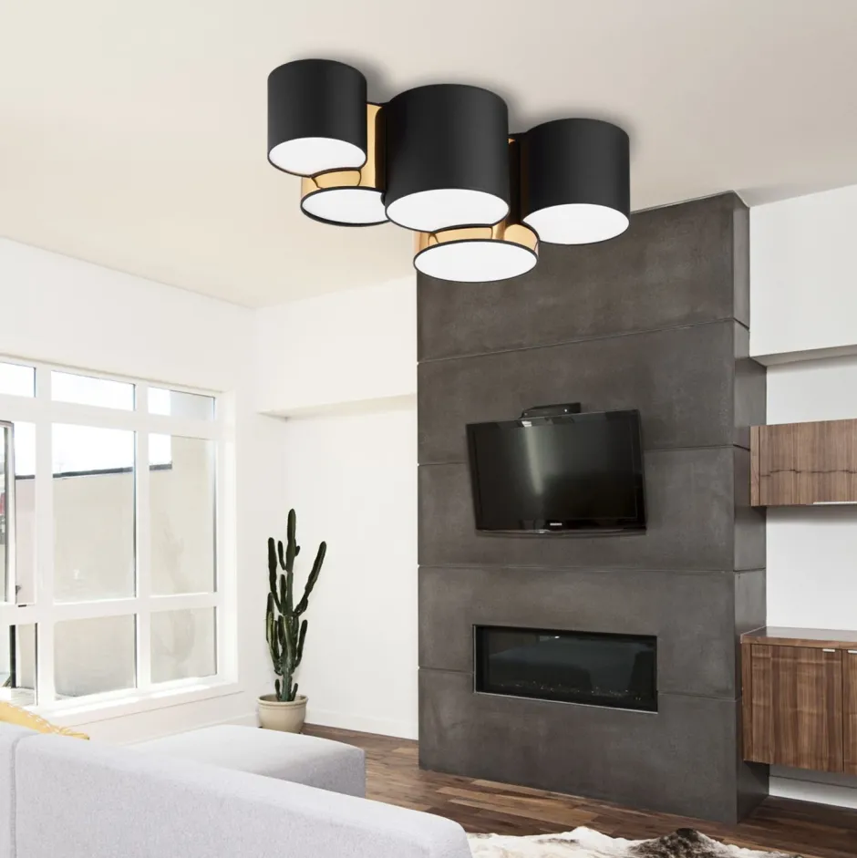 Deckenleuchten|Bürolampen*TK Lighting Deckenleuchte Modern 5-flammig Schwarz Gold blendarm E27