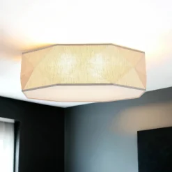 TK Lighting Deckenleuchte Modern Leinen 52 cm breit 4x E27 wohnlich< Moderne Lampen|Wohnzimmerlampen