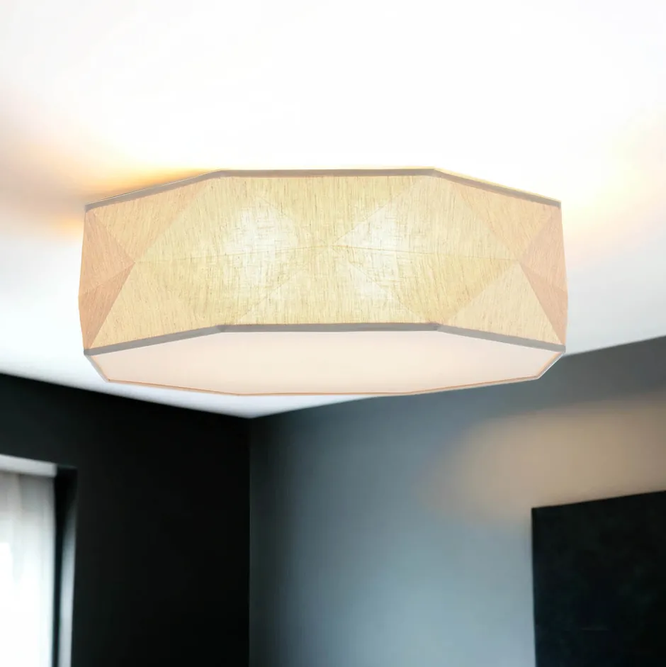 TK Lighting Deckenleuchte Modern Leinen 52 cm breit 4x E27 wohnlich< Moderne Lampen|Wohnzimmerlampen