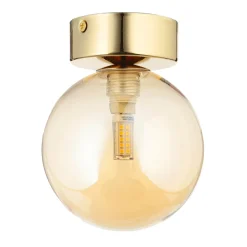 TK Lighting Deckenleuchte Rauchglas Ø 12 cm rund in Bernstein Gold G9< Glaslampen|Metall Lampen