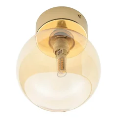 TK Lighting Deckenleuchte Rauchglas Ø 12 cm rund in Bernstein Gold G9< Glaslampen|Metall Lampen
