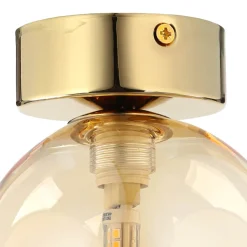 TK Lighting Deckenleuchte Rauchglas Ø 12 cm rund in Bernstein Gold G9< Glaslampen|Metall Lampen