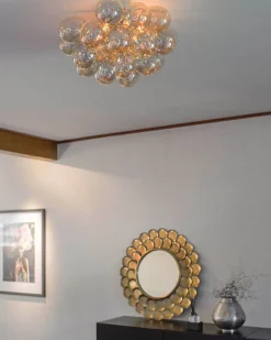 By Rydéns Deckenleuchte Rauchglas Metall 50 cm breit 6x G9 in Bernstein< Deckenleuchten|Flurlampen