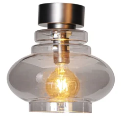 Deckenleuchten|Wohnzimmerlampen*By Rydéns Deckenleuchte Rauchglas Metall 30 cm breit E27 klein