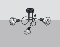 Sollux Deckenleuchte Retro Metall Schwarz 48 cm breit 3-flammig< Deckenleuchten|Flurlampen