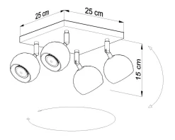 Deckenleuchten|Flurlampen*Sollux Deckenleuchte Retro Schwarz GU10 FAVONIA Wohnzimmer