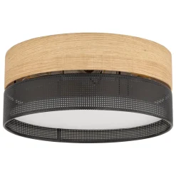 TK Lighting Deckenleuchte rund Ø 50 cm blendarm Schwarz Holzoptik Modern< Deckenleuchten|Bürolampen