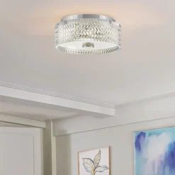 Deckenleuchten|Flurlampen*Elstead Deckenleuchte rund Ø 30,5 cm Chrom E27 Kristall Schirm