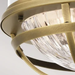 Elstead Deckenleuchte rund Ø 30,5 cm Metall Riffelglas 2x E27< Deckenleuchten|Badezimmer Lampe