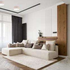 Lamkur Deckenleuchte rund Ø 35 cm Stoff Modern Beige blendarm E27< Deckenleuchten|Flurlampen