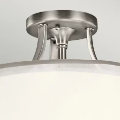 Glaslampen|Moderne Lampen*Elstead Deckenleuchte rund Weiß Zinn antik Glas Leinen Metall