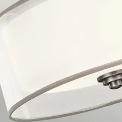 Glaslampen|Moderne Lampen*Elstead Deckenleuchte rund Weiß Zinn antik Glas Leinen Metall