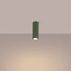 Sollux Deckenleuchte schmal Ø 6,5 cm H: 40 cm Aluminium in Grün GU10< Flurlampen|Wohnzimmerlampen