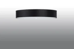 Stofflampen|Moderne Lampen*Sollux Deckenleuchte Schwarz Ø 80 cm rund Stoff Glas 6x E27