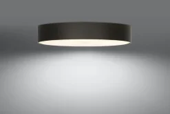 Stofflampen|Moderne Lampen*Sollux Deckenleuchte Schwarz Ø 80 cm rund Stoff Glas 6x E27