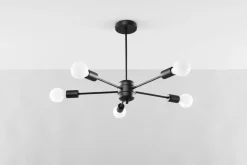 Sollux Deckenleuchte Schwarz Ø 66 cm 5-flammig für E27< Deckenleuchten|Wohnzimmerlampen