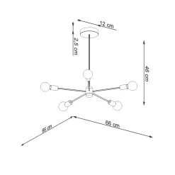 Sollux Deckenleuchte Schwarz Ø 66 cm 5-flammig für E27< Deckenleuchten|Wohnzimmerlampen