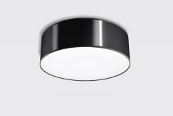 Sollux Deckenleuchte Schwarz Ø 25 cm rund flach E27 ATISS< Deckenleuchten|Flurlampen