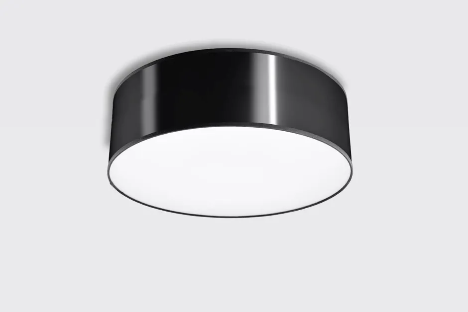 Sollux Deckenleuchte Schwarz Ø 25 cm rund flach E27 ATISS< Deckenleuchten|Flurlampen