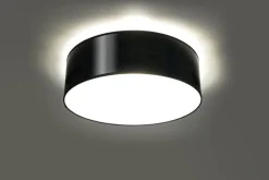 Sollux Deckenleuchte Schwarz Ø 25 cm rund flach E27 ATISS< Deckenleuchten|Flurlampen