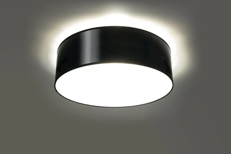 Sollux Deckenleuchte Schwarz Ø 25 cm rund flach E27 ATISS< Deckenleuchten|Flurlampen