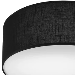 Deckenleuchten|Flurlampen*Lamkur Deckenleuchte Schwarz Ø 35 cm rund flach Stoff blendarm E27