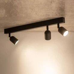 Deckenleuchten|Flurlampen*TK Lighting Deckenleuchte Schwarz 74 cm lang GU10 Metall 3-flammig