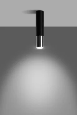 Küchenlampen|Moderne Lampen*Sollux Deckenleuchte Schwarz Chrom Ø 6 cm H: 29 cm Zylinder