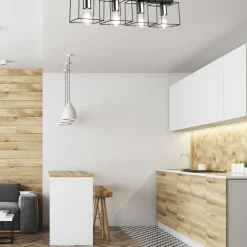 Deckenleuchten|Flurlampen*Lamkur Deckenleuchte Schwarz Chrom Metall 61 cm lang 4-flammig E27