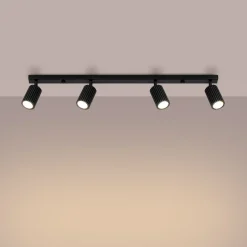 Sollux Deckenleuchte Schwarz 4-flammig GU10 81 cm lang Modern< Flurlampen|Wohnzimmerlampen