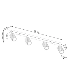 Sollux Deckenleuchte Schwarz 4-flammig GU10 81 cm lang Modern< Flurlampen|Wohnzimmerlampen