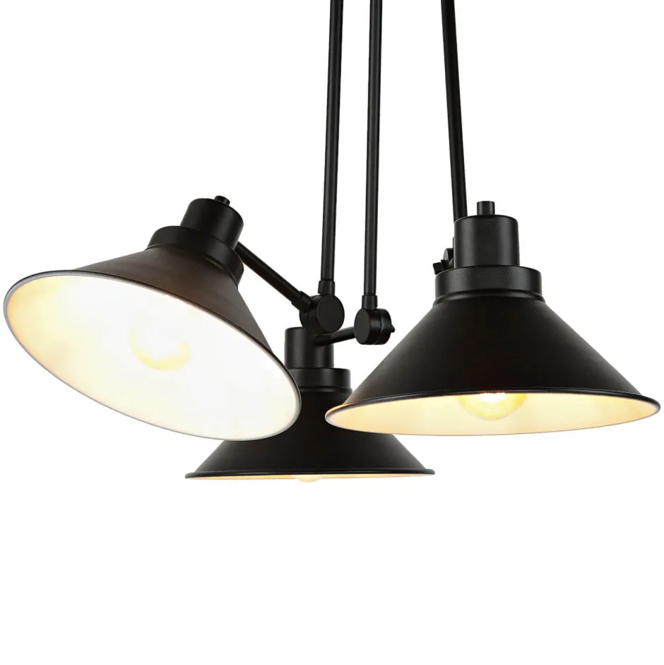 Nowodvorski Deckenleuchte Schwarz 3-flmg 61-152cm SIMONA Lampe< Industrie Lampen|Wohnzimmerlampen