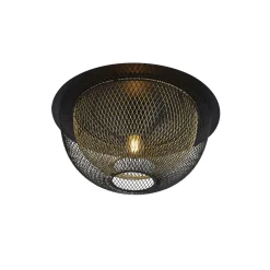 Deckenleuchten|Flurlampen*Searchlight Deckenleuchte Schwarz Gold rund Ø 40 cm E27 Metall