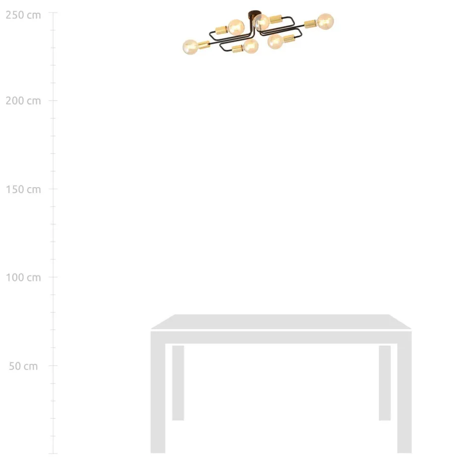 Emibig Deckenleuchte Schwarz Gold 55 cm lang Metall NIELS< Deckenleuchten|Flurlampen