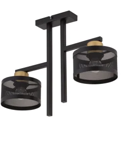 Sigma Deckenleuchte Schwarz Gold 2-flammig L:48 cm dekorativ< Deckenleuchten|Bürolampen