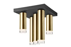 Deckenleuchten|Schlafzimmer Lampen*Lamkur Deckenleuchte Schwarz Gold quadratisch Wohnzimmer