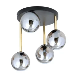 Emibig Deckenleuchte Schwarz Grau Gold E14 Rauchglas Ø 40 cm< Deckenleuchten|Bürolampen