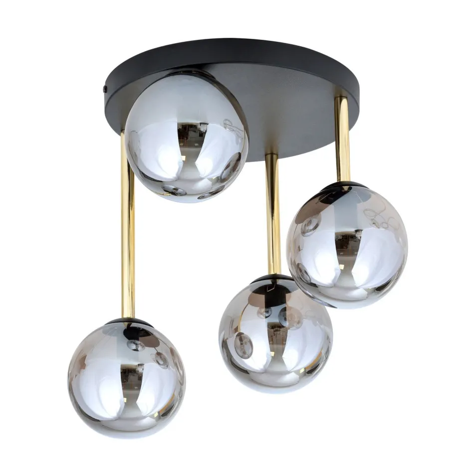 Emibig Deckenleuchte Schwarz Grau Gold E14 Rauchglas Ø 40 cm< Deckenleuchten|Bürolampen