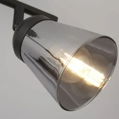 Flurlampen|Bürolampen*Searchlight Deckenleuchte Schwarz Grau B: 50 cm 2x E14 Rauchglas Metall