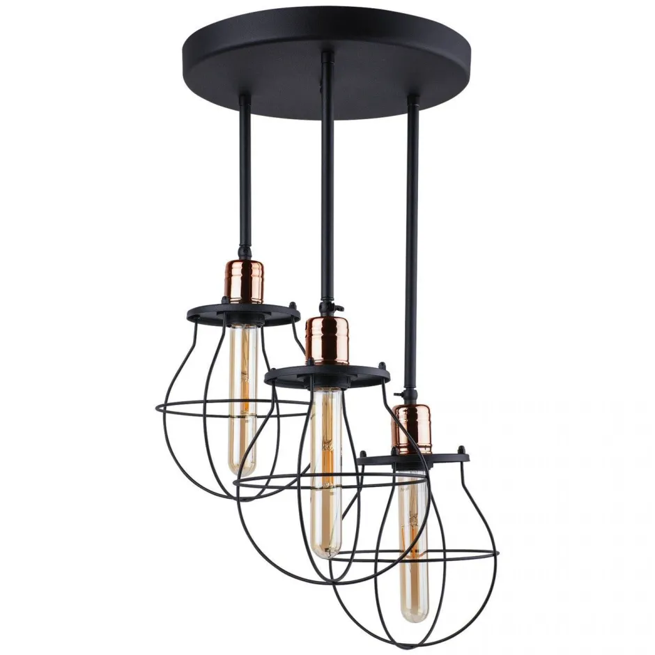 Nowodvorski Deckenleuchte Schwarz Kupfer Ø 35 cm 3-flammig E27 Metall< Deckenleuchten|Vintage Lampen