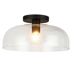 Elstead Deckenleuchte Schwarz Metall Glas D: 30,5 cm rund E27< Deckenleuchten|Flurlampen