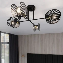Deckenleuchten|Moderne Lampen*Emibig Deckenleuchte Schwarz Metall 86 cm lang 4-flammig