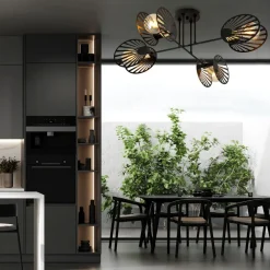 Deckenleuchten|Moderne Lampen*Emibig Deckenleuchte Schwarz Metall 86 cm lang 4-flammig