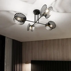 Deckenleuchten|Moderne Lampen*Emibig Deckenleuchte Schwarz Metall 86 cm lang 4-flammig